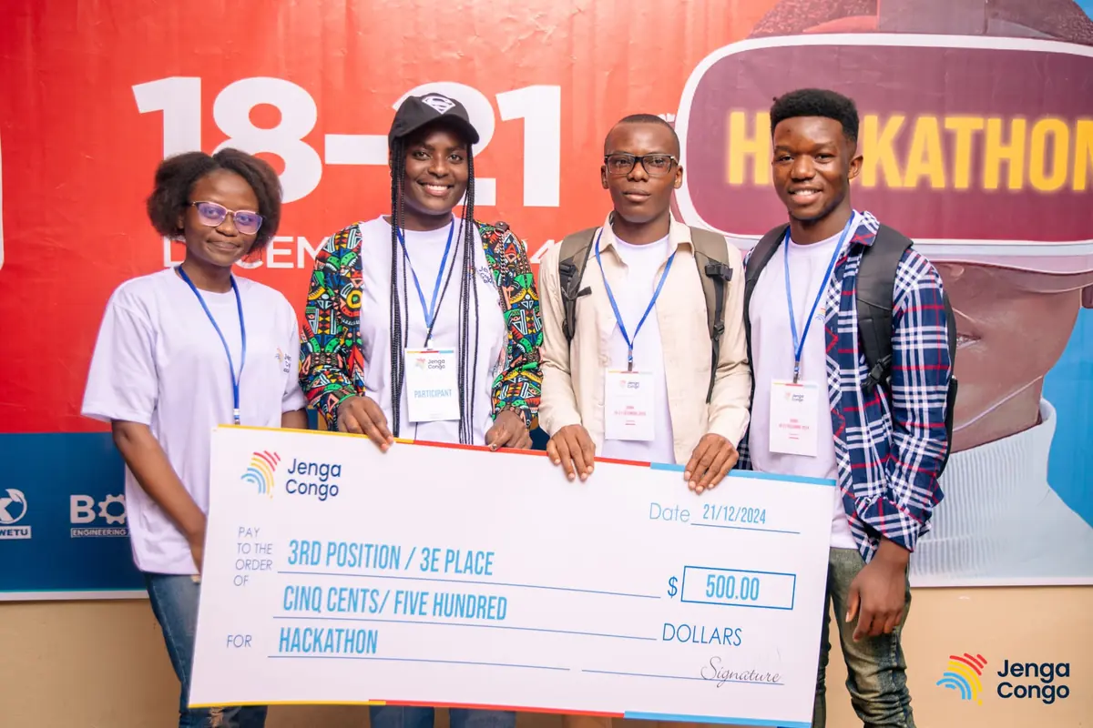 Third place team with their hackathon prize